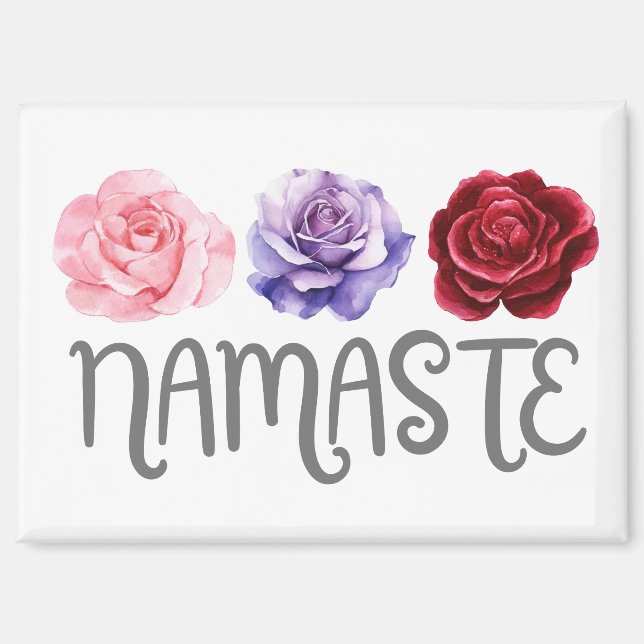 Three Flowers Namaste Magnet (Front)