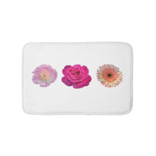 Three flowers pattern bath mat