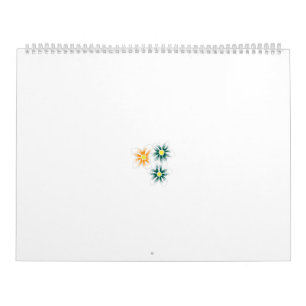 three flowers with green and orange petals calendar