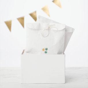 three flowers with green and orange petals favour bag