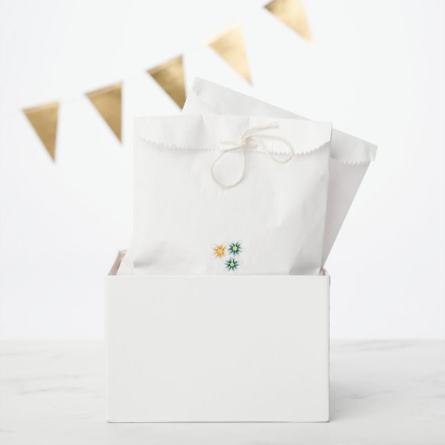 three flowers with green and orange petals favour bag (Party)