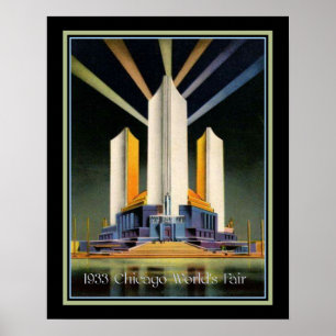 Three Fluted Towers 1933 World's Fair Poster