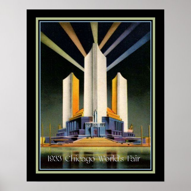 Three Fluted Towers 1933 World's Fair Poster (Front)
