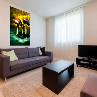 Three fly amanita   | AI Art  Poster