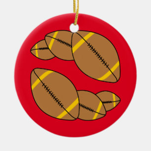 Three Footballs Ceramic Ornament