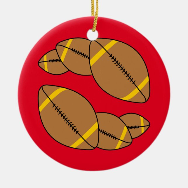 Three Footballs Ceramic Ornament (Front)