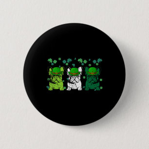Three French Bulldog Dog Lover Shamrock St Patrick 6 Cm Round Badge