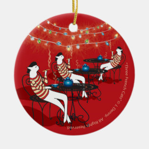 Three French Cats... Ceramic Tree Decoration