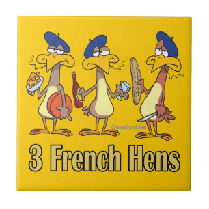 three french hens 3rd third day of christmas ceramic tile