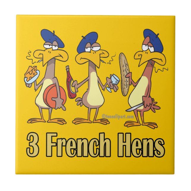 three french hens 3rd third day of christmas ceramic tile (Front)