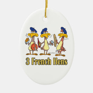 three french hens 3rd third day of christmas ceramic tree decoration