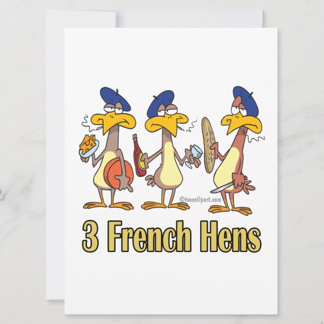 three french hens 3rd third day of christmas holiday card (Front)