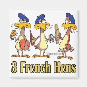 three french hens 3rd third day of christmas magnet