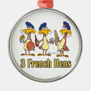 three french hens 3rd third day of christmas metal tree decoration