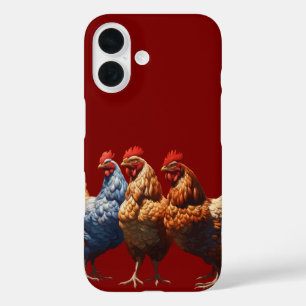 Three-French-Hens Brown-Feathered iPhone 16 Case