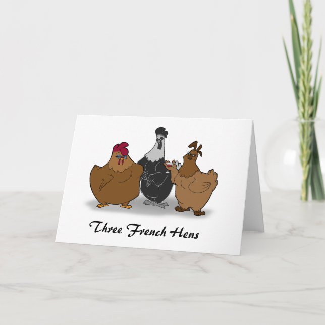 Three French Hens Christmas Card (Front)
