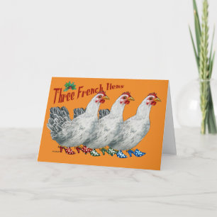 Three French Hens Christmas Card