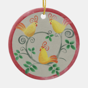 Three French Hens Christmas Ornament