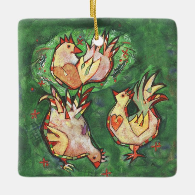 Three French Hens Christmas ornament (Front)