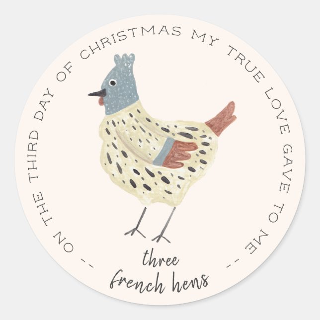 Three French Hens Classic Round Sticker (Front)