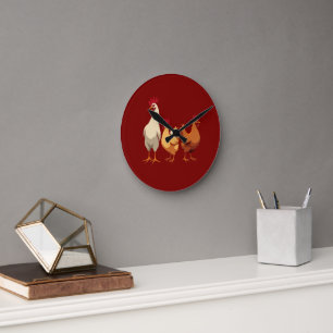 Three French Hens Cut-Out Stencil-Style Round Clock