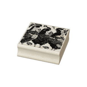 Three French Hens Cut-Out Stencil-Style Rubber Stamp