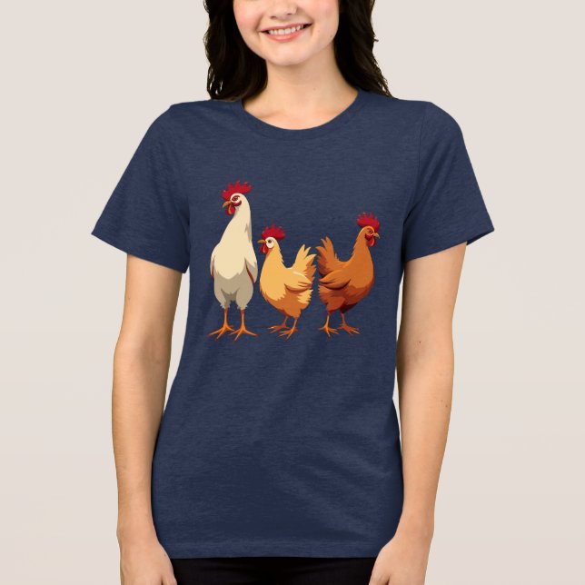 Three French Hens Cut-Out Stencil-Style Tri-Blend Shirt (Front)