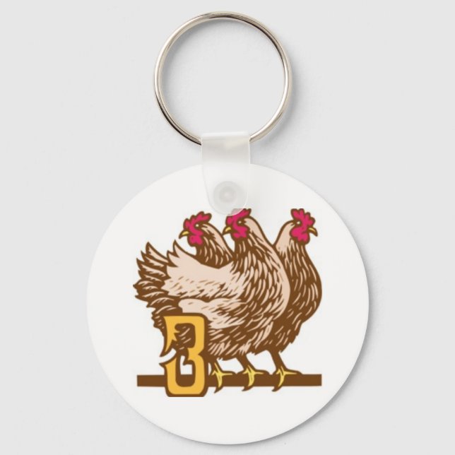 Three French Hens Key Ring (Front)
