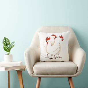 Three French Hens Retro Mid-Century Cut-Out 1 Cushion