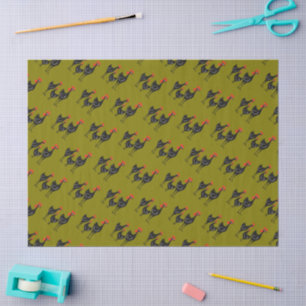 Three French Hens Retro Mid-Century Cut-Out 3 Tissue Paper