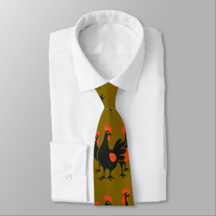 Three French Hens Retro Mid-Century Cut-Out 4 Tie