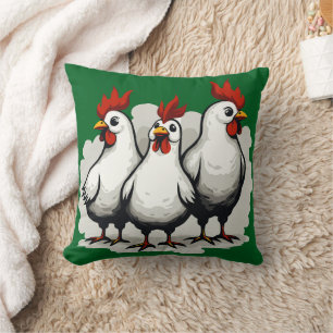Three French Hens Retro Mid-Century Cut-Out 5 Cushion