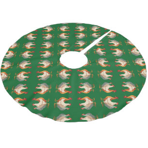Three French Hens Retro Mid-Century Cut-Out 6 Brushed Polyester Tree Skirt