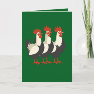 Three French Hens Retro Mid-Century Cut-Out 7 Holiday Card