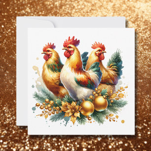 Three French Hens   Twelve Days of Christmas Holiday Card