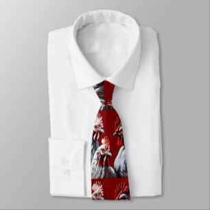 Three-French-Hens White-Feathered Tie