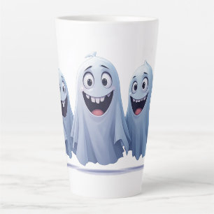Three Friendly Halloween Ghosts Together At Night  Latte Mug