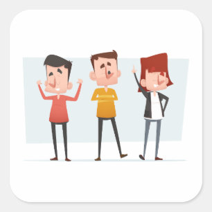 Three Friends Group Cartoon Team Sticker