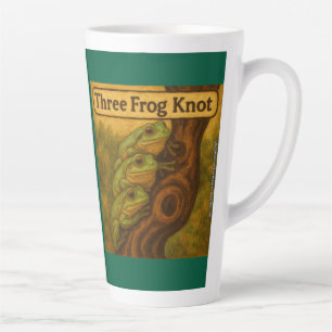 Three Frog Knot – Whimsical Amphibian Wordplay Art Latte Mug