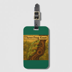 Three Frog Knot – Whimsical Amphibian Wordplay Art Luggage Tag