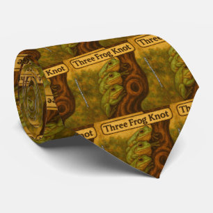 Three Frog Knot – Whimsical Amphibian Wordplay Art Tie