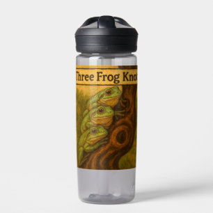 Three Frog Knot – Whimsical Amphibian Wordplay Art Water Bottle