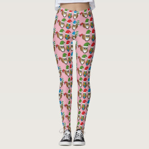 Three Funny Christmas Gnome Owls Leggings