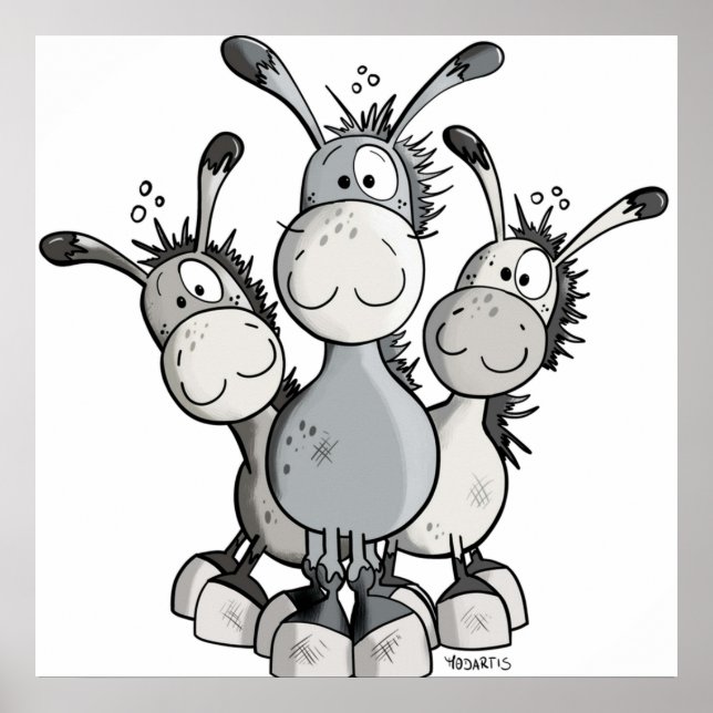 Three Funny Donkeys Poster (Front)