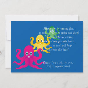 Three funny octopies invitation