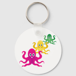 Three funny octopies key ring