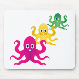 Three funny octopies mouse pad