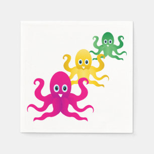 Three funny octopies napkin