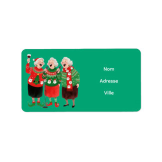 Three funny old women in festive Christmas sweater Label