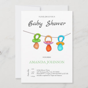 Three Funny Pacifiers Invitation